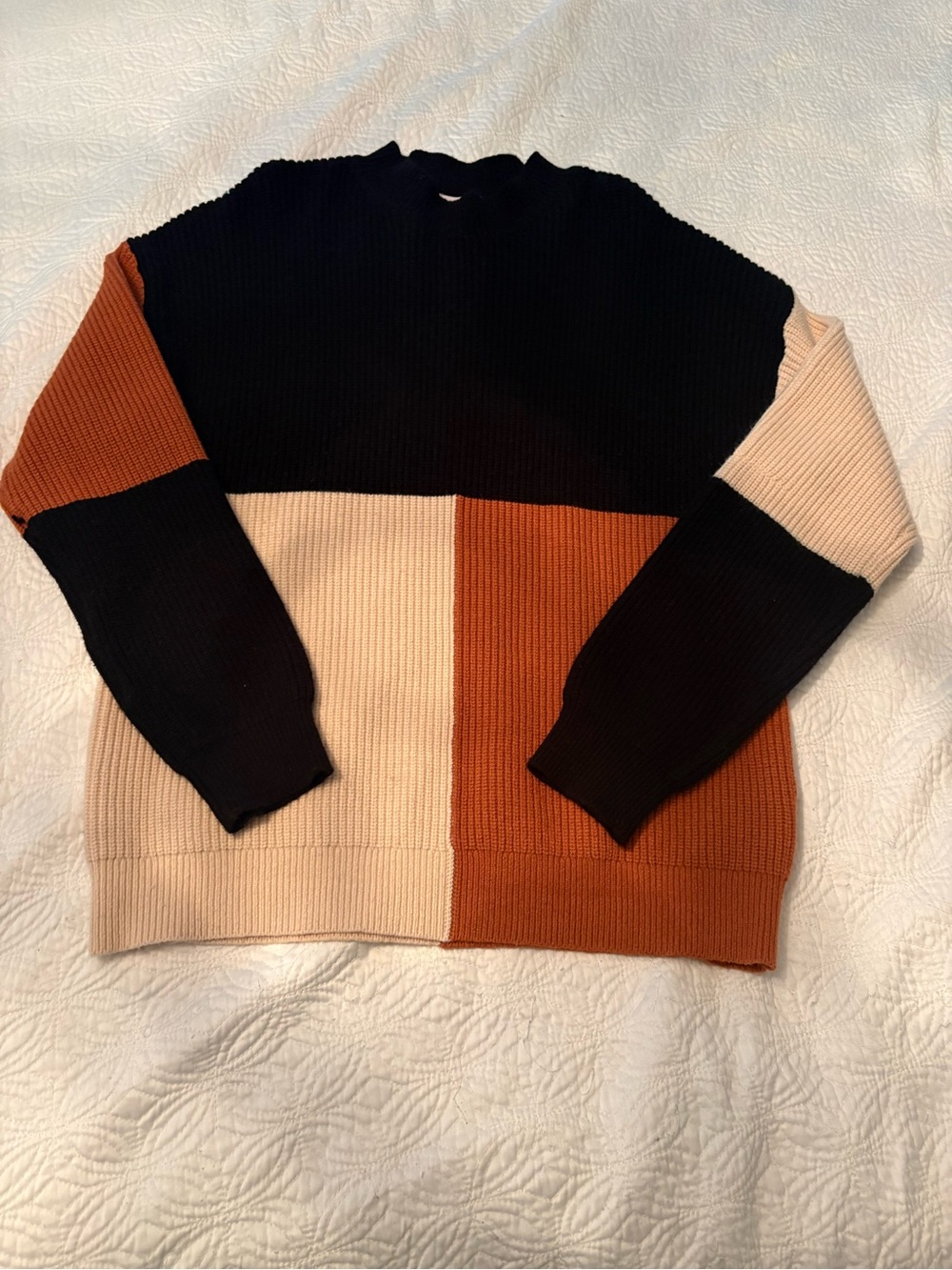 Like New Pink Lily Colorblock Sweater - Black, Rust, Cream sz M